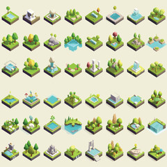 Wall Mural - Park vector isometric tile set