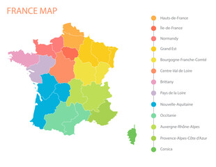 Wall Mural - france region map and infographic of provinces, political maps of france for app web logo banner poster icon - Vector File