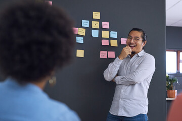 Theres no room for small thinkers here. a team of young businesspeople having a brainstorming session in a modern office.