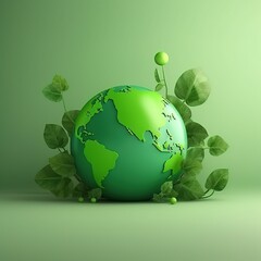 Canvas Print - save the idea of a green planet with an Earth Day and green Earth globe. generative AI