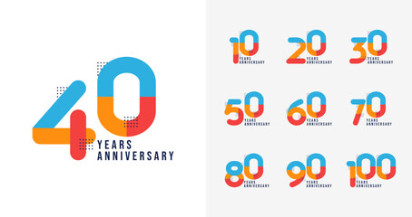 Wall Mural - Set of creative anniversary logo. Anniversary number with colorful shape and geometric concept