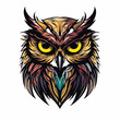 Colorful owl head cartoon vector illustration for t-shirt design wallpaper and tattoo