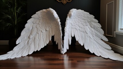 An angel wings isolated on white background. Generative AI