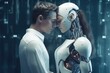 © Adriana - Romantic scene of a handsome man with his robotic girlfriend. Generative AI