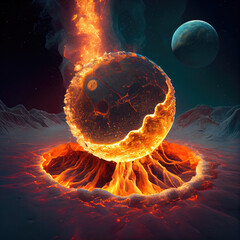 Wall Mural - image of a hot planet. generative ai.
