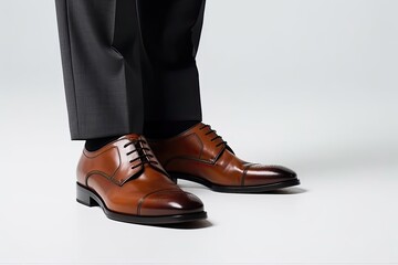 White Background With Businessman Shoes And Copyspace Generative AI