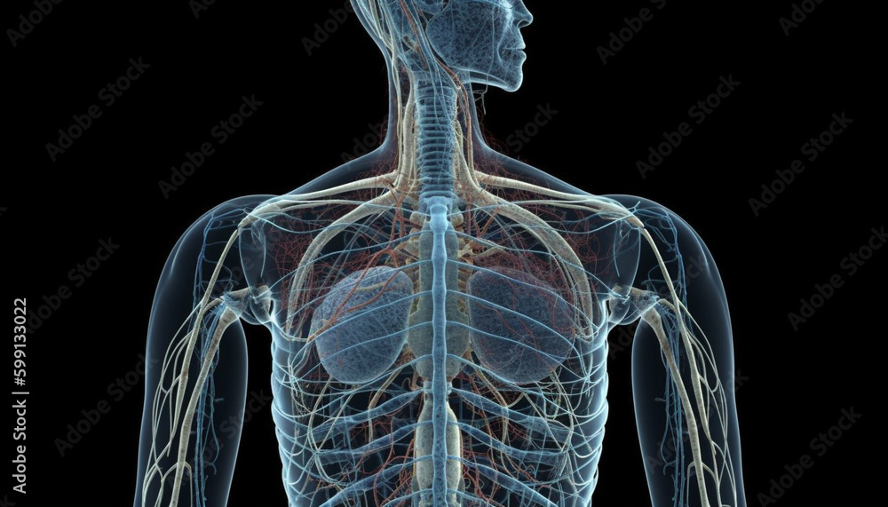 Transparent x ray shows human rib cage anatomy generated by AI の Stock ...