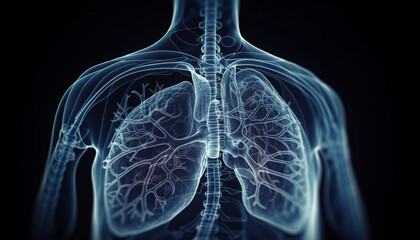 Transparent x ray shows anatomy of human lung generated by AI