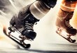 © Johnathan - Male Skater Playing Hockey On Ice Background Generative AI