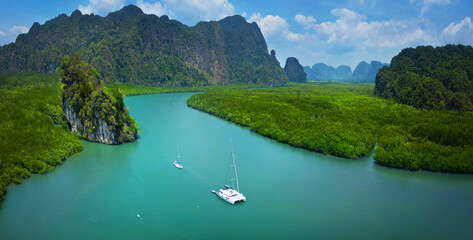 Wall Mural - Aerial view of mangrove in Ao thalane-Thailand