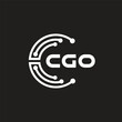 © designhill - CGO letter technology logo design on black background. CGO creative initials letter IT logo concept. CGO letter design.