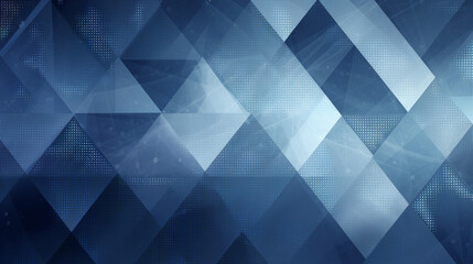 Blue triangle shapes polygonal geometric mosaic grid abstract and waves background, generative AI