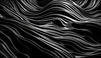 Canvas Print - Smooth wave pattern in dark liquid backdrop generated by AI