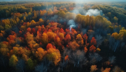 Poster - Golden leaves adorn the forest in autumn generated by AI