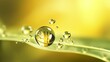 © Ameer - fractal waterdrop, light yellow nature background, drop of water, water drops on green, drop of water on leaf, Generative AI