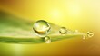 © Ameer - fractal waterdrop, light yellow nature background, drop of water, water drops on green, Generative AI