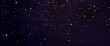 Banner gold particles abstract background with shining golden Floating Dust Particles Flare on gradient Background. Futuristic glittering in space.
