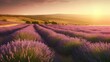 Stunning landscape featuring a lavender field at sunset