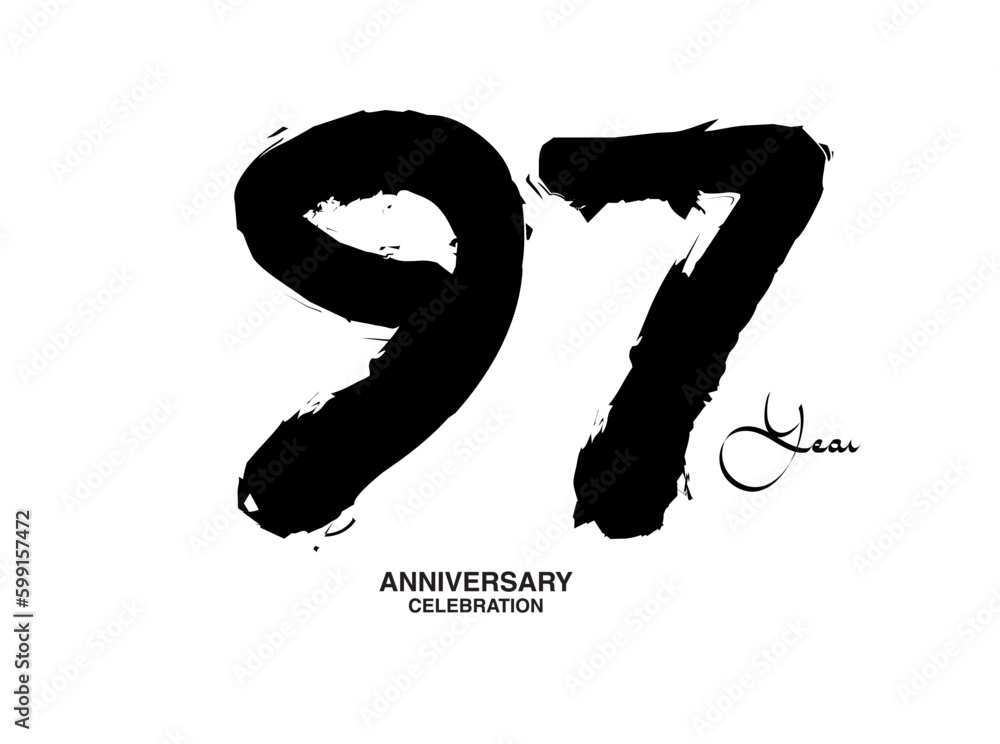 97 Years Anniversary Celebration Vector Template, 97 number logo design ...