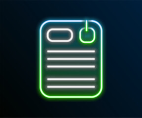 Canvas Print - Glowing neon line Dossier folder icon isolated on black background. Colorful outline concept. Vector