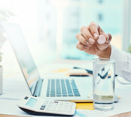 Aufkleber - Preparing a vitamin supplement for a boost of energy. an unrecognisable businessman dissolving an effervescent tablet in a glass of water.