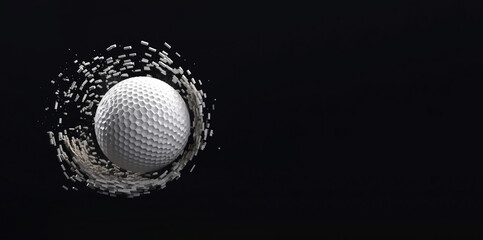 Wall Mural - Golf sport ball dynamic graphic banner with copy space, illustration generative AI