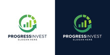 Circle Progress Logo Design With Financial Logo Creative Arrow And Diagram Investment Design Graphic Vector Illustration. Symbol, Icon, Creative.