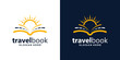 © Crelaba_Std - Open book logo design with street and sun logo design graphic vector illustration. Symbol , icon, creative.