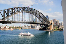The Sydney Harbour Bridge Over Cruise Boat On The Harbour
