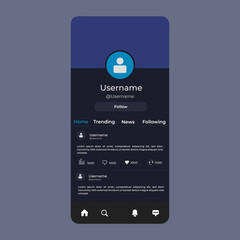 Vector Illustration username profile. Dashboard home interface.