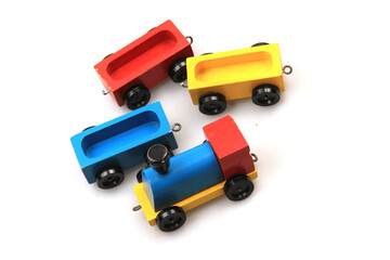 Sticker - old wooden train toy isolated