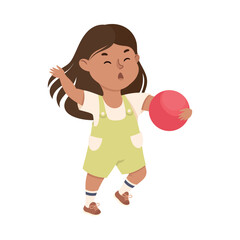 Poster - Bullied Girl with Ball Suffering from Mockery and Sneer Vector Illustration