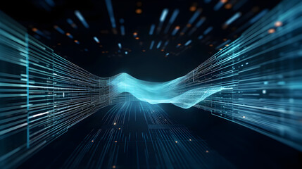 Digitals data stream Bright, colorful background. Abstract Abstract digital network connection technology business. Network connections concept. Big data and cybersecurity. Generative AI