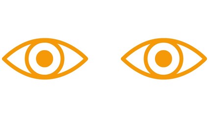 animated orange eyes are closing. blinks an eyes. linear icon. looped video. vector illustration on 