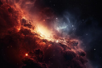 Wall Mural - outer space nebula red sky formation asteroid passing through the dust clouds