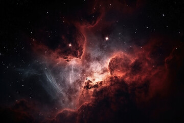 Wall Mural - outer space nebula red sky formation with stars