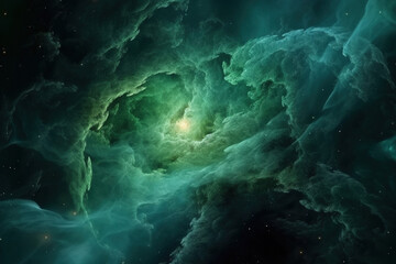 Wall Mural - outer space nebula green sky formation