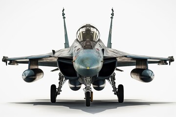 Fighter jet plane isolated on white background, generative AI.