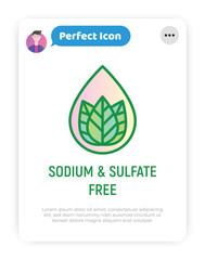 Wall Mural - Sodium and sulfate free thin line icon. Stamp for packaging of beauty product. Modern vector illustration.