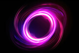 Fototapeta Koty - Glowing swirl. Light motion. Vortex circle. Defocused neon purple pink white color gradient circle flare abstract illustration background