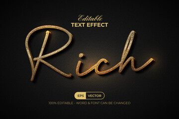 Rich text effect gold style. Editable text effect.