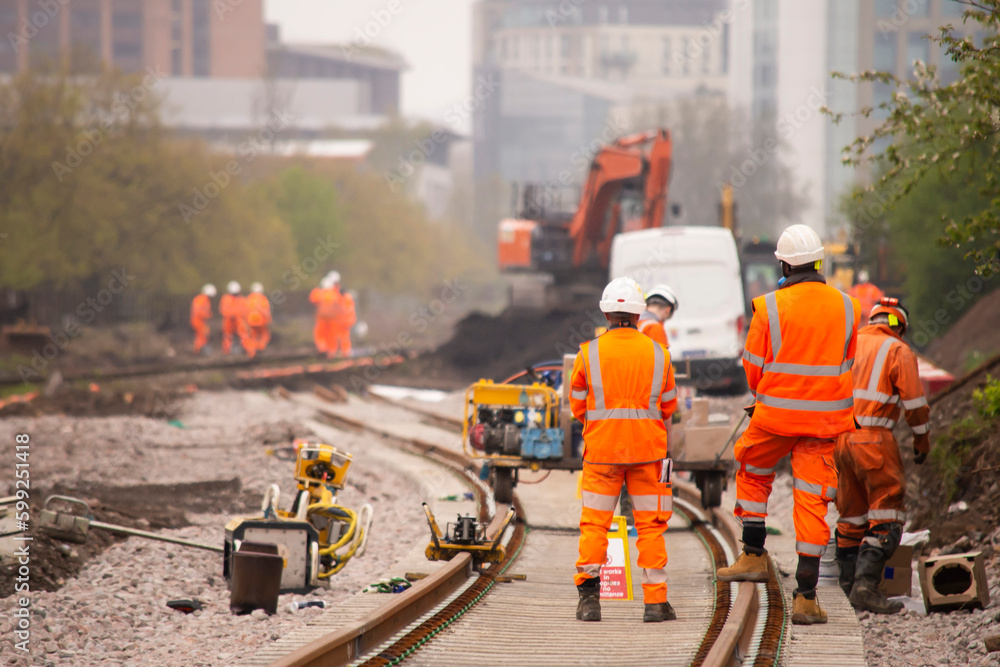 Railway station tracks, railway construction