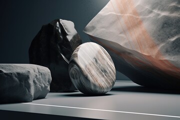 Abstract geometric Stone and Rock shape background, minimalist mockup for podium display or showcase. Generative AI