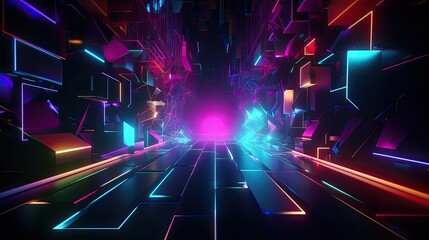 3D abstract background, graphic resources, Neon lights wire, black and purple circuit boar lines. Generative AI