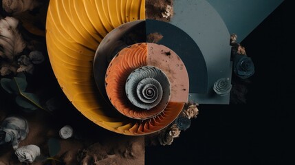 Poster - A spiral shaped object sitting on top of a table. AI generative image. Generative AI