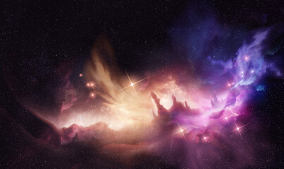 Wall Mural - Large Colourful Glowing Deep Space Nebula