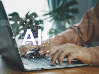 Wall Mural - ai technology the future of work that is connected, managed, connected by ai
