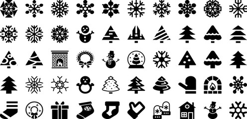 Winter Icon Set Isolated Silhouette Solid Icons With Snow, Cold, Set, Winter, Vector, Season, Icon Infographic Simple Vector Illustration