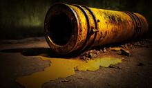 Old Yellow Rusty Metal Pipe Oil 