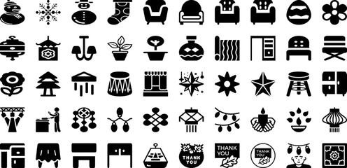 Decor Icon Set Isolated Silhouette Solid Icons With Design, Home, Decor, Line, Set, Icon, Symbol Infographic Simple Vector Illustration